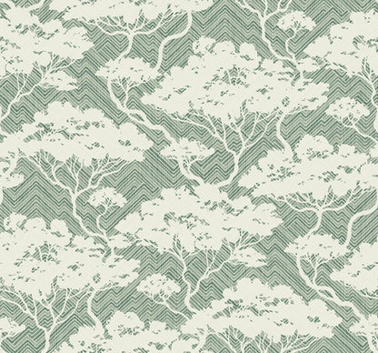 Seabrook Designs Japandi Style Nara Stringcloth Botanical Rustic Green Matte  - JP11704