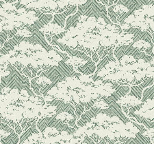 Seabrook Designs Japandi Style Nara Stringcloth Botanical Rustic Green Matte Sidewall - JP11704