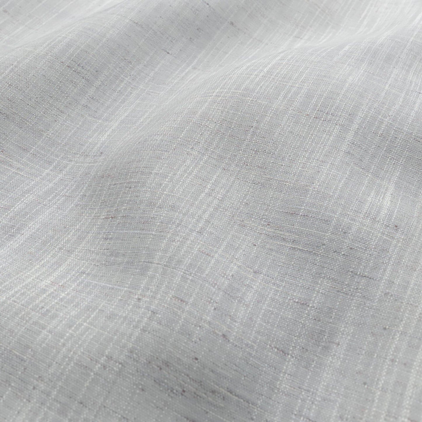 Light gray linen-like fabric with subtle grid weave and soft, airy drape.