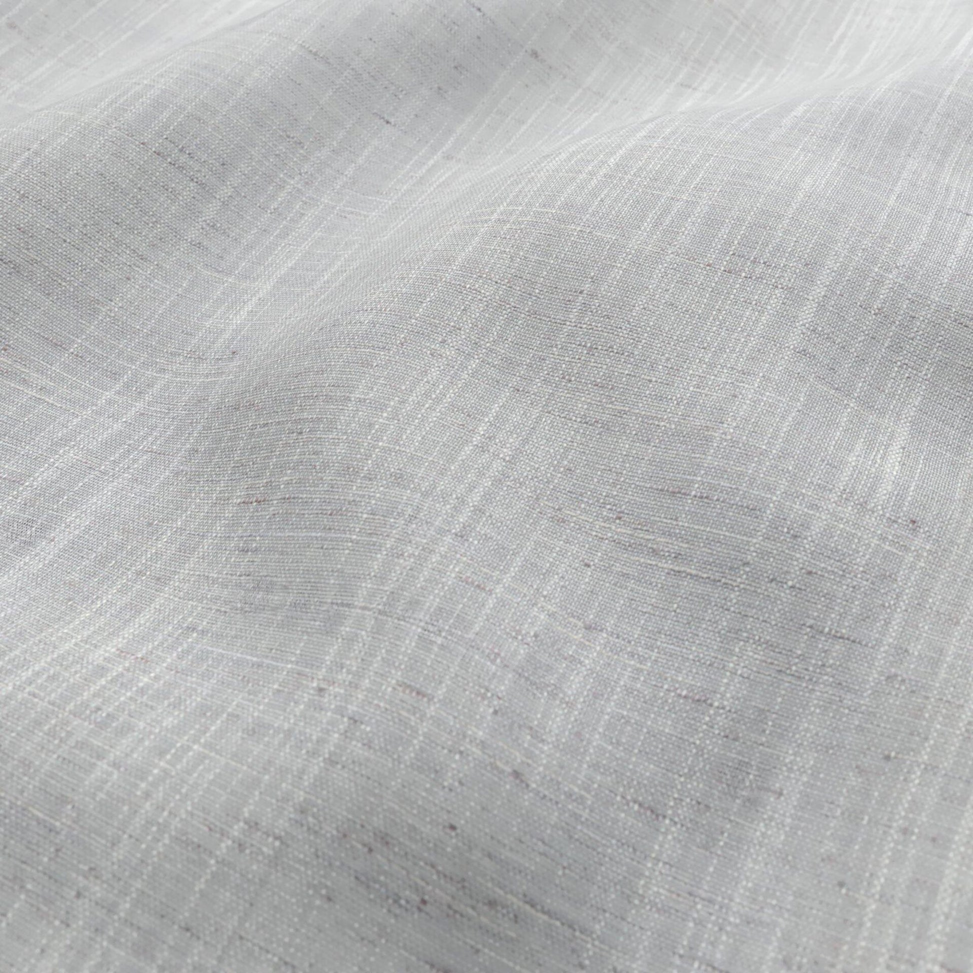 Light gray linen-like fabric with subtle grid weave and soft, airy drape.