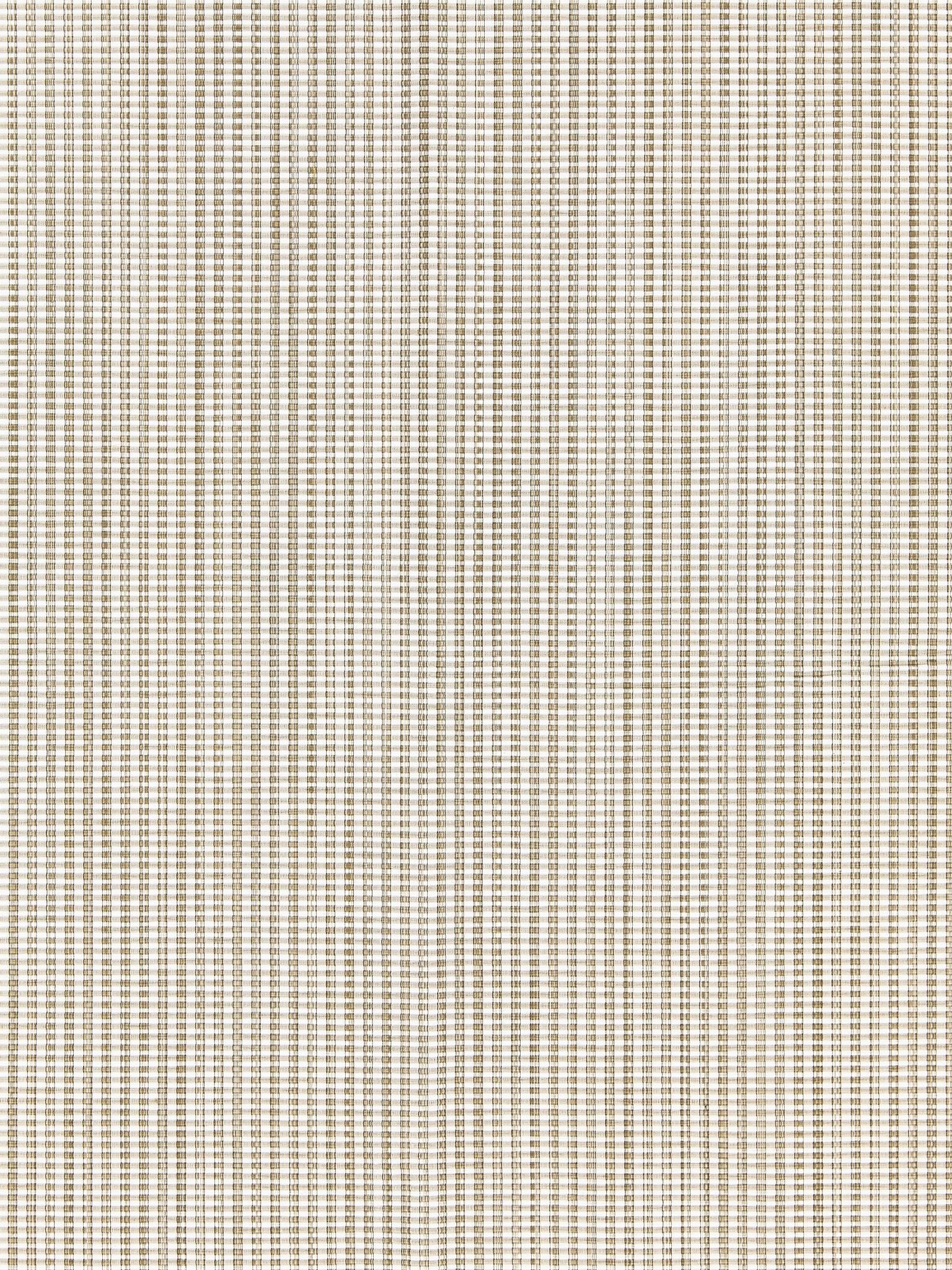 Beige woven fabric featuring narrow brown vertical stripes and subtle texture.