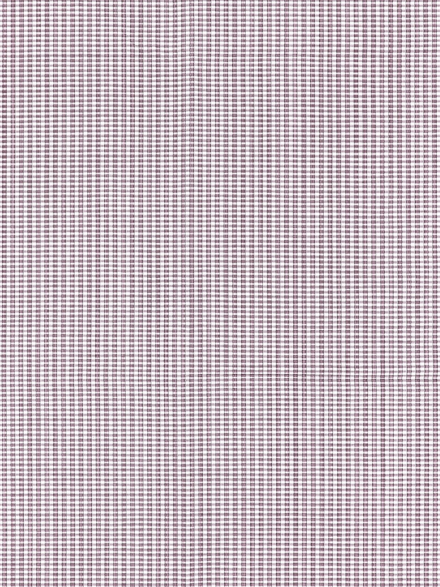 Purple and white micro-check plaid fabric, fine woven textile suitable for shirts.