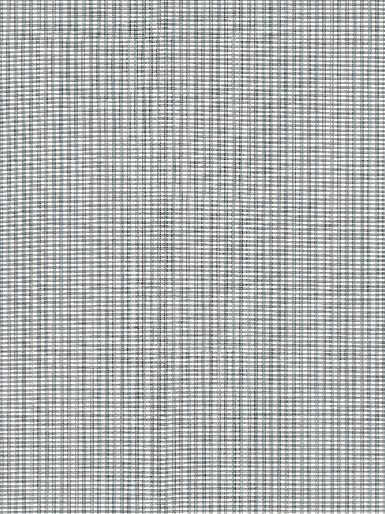 Blue-gray micro-gingham woven fabric with tiny checks, lightweight textile for shirts or summer wear.