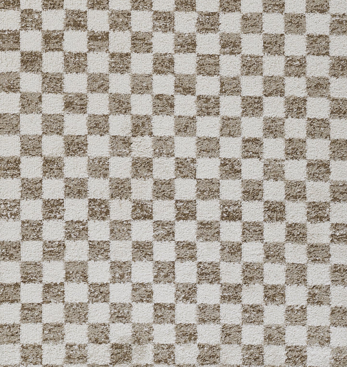 Beige and brown checkerboard textile pattern with a textured surface.
