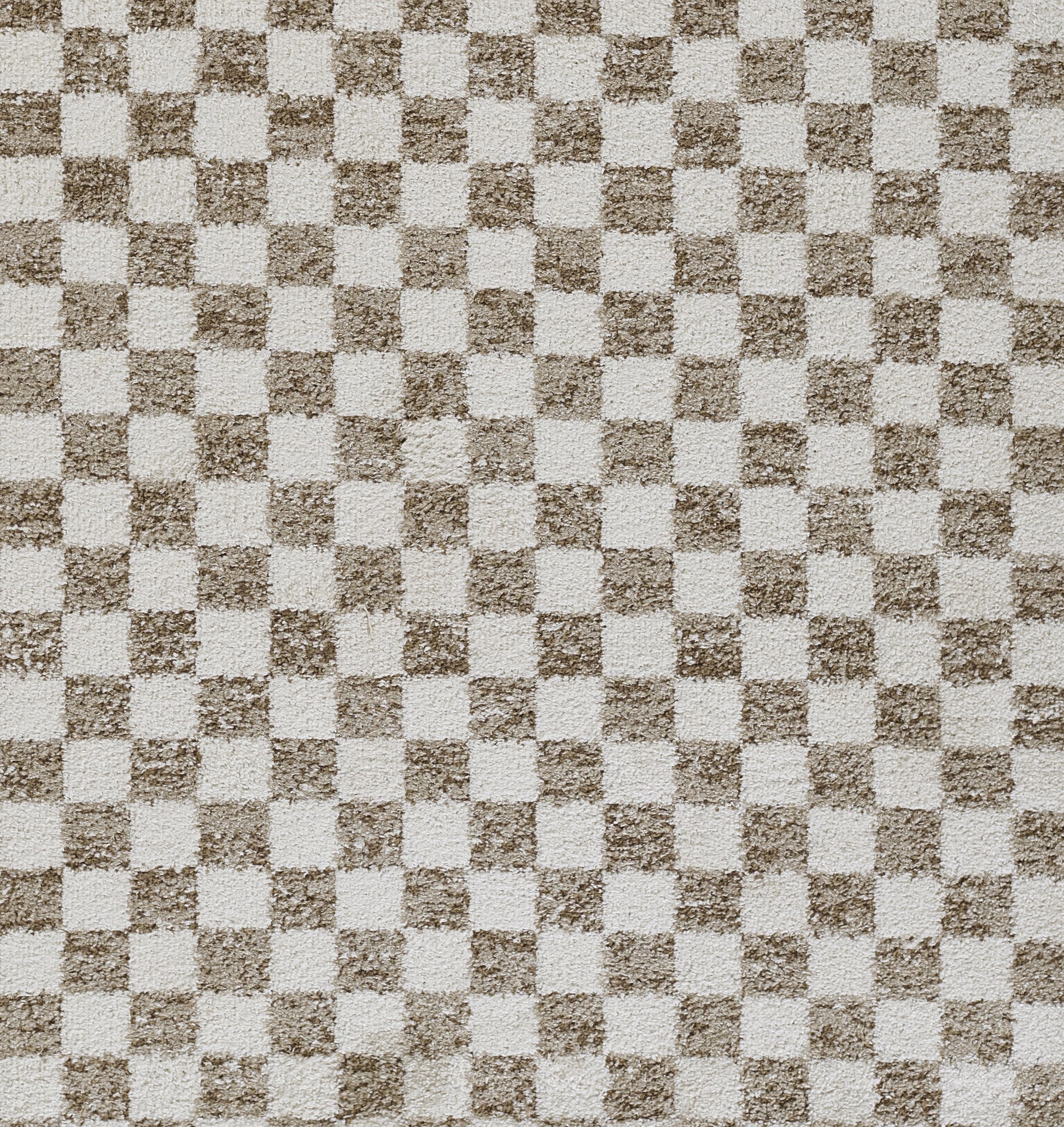 Beige and brown checkerboard textile pattern with a textured surface.
