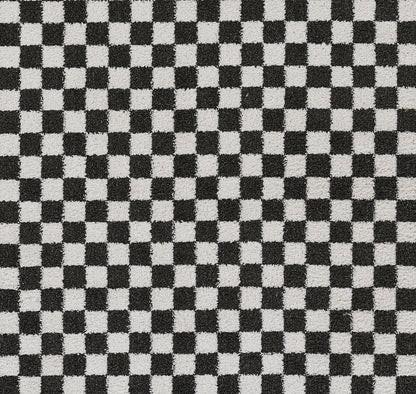 Black and white checkerboard fabric pattern with small squares.
