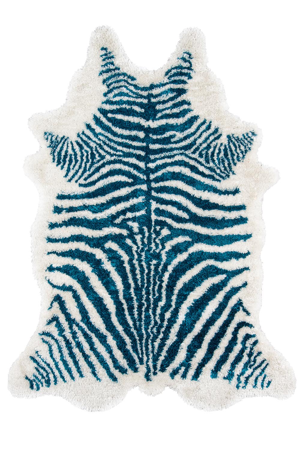 Momeni Kalahari blue 8x10 animal print area rug sold by Primoends, zebra-inspired contemporary indoor rug with plush synthetic fibers for living room and bedroom decor