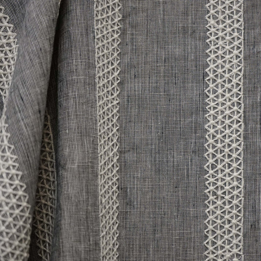 JF Fabrics JF Studio KANDIA 99 Fabric Stripe, Transitional Black, White  Embroidery, Linen - 9006799 SJ102