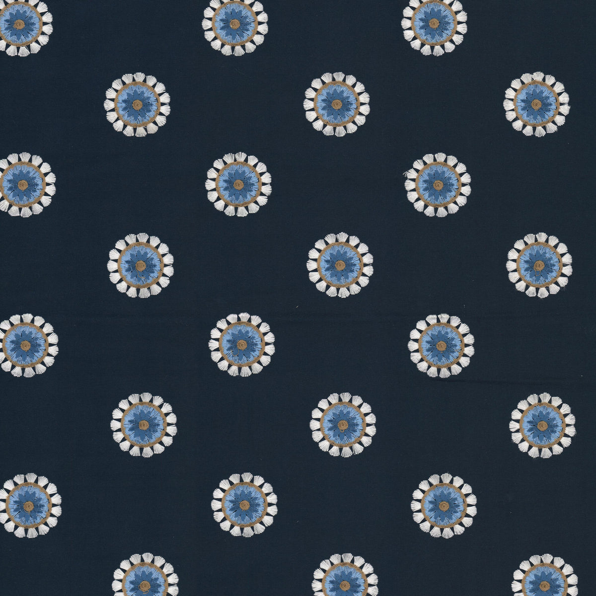 STOUT TEXTILES  MULTIPURPOSE,EMBROIDERIES TRANSITIONAL,, FLORAL COBALT,SAPPHIRE   - KAZO-1