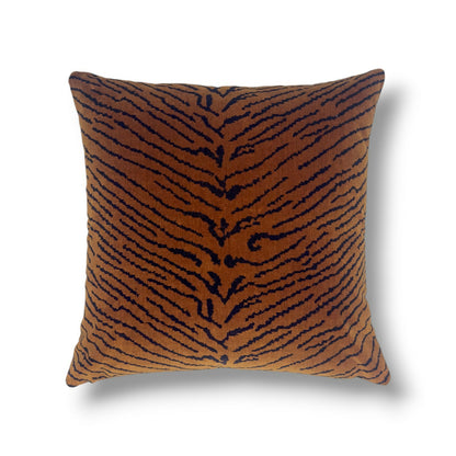 20" Fauve (Burnt Orange / Black) Jacquard Velvet Pillow Cover in Dedar This Is The Tiger Speaking – Fauve Fabric