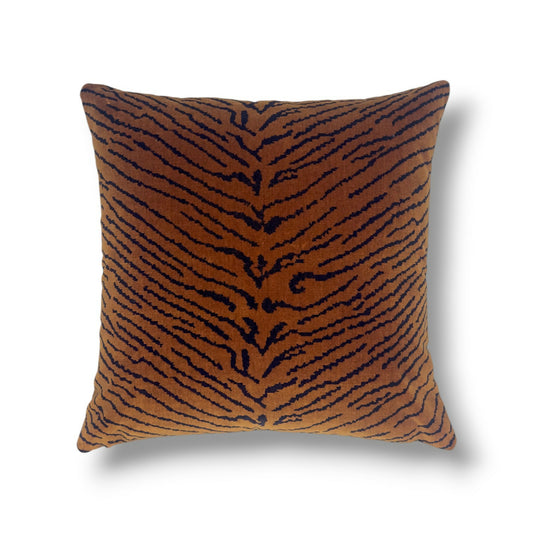 20" Fauve (Burnt Orange / Black) Jacquard Velvet Pillow Cover in Dedar This Is The Tiger Speaking – Fauve Fabric
