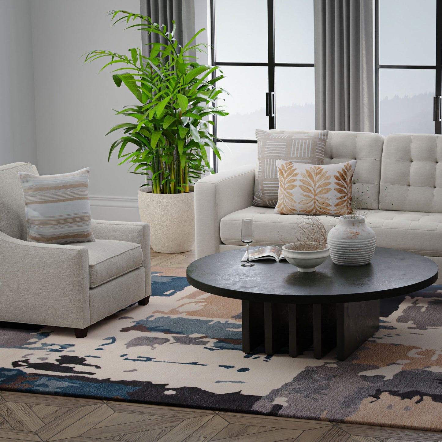 Modern rug, 5' x 8'.