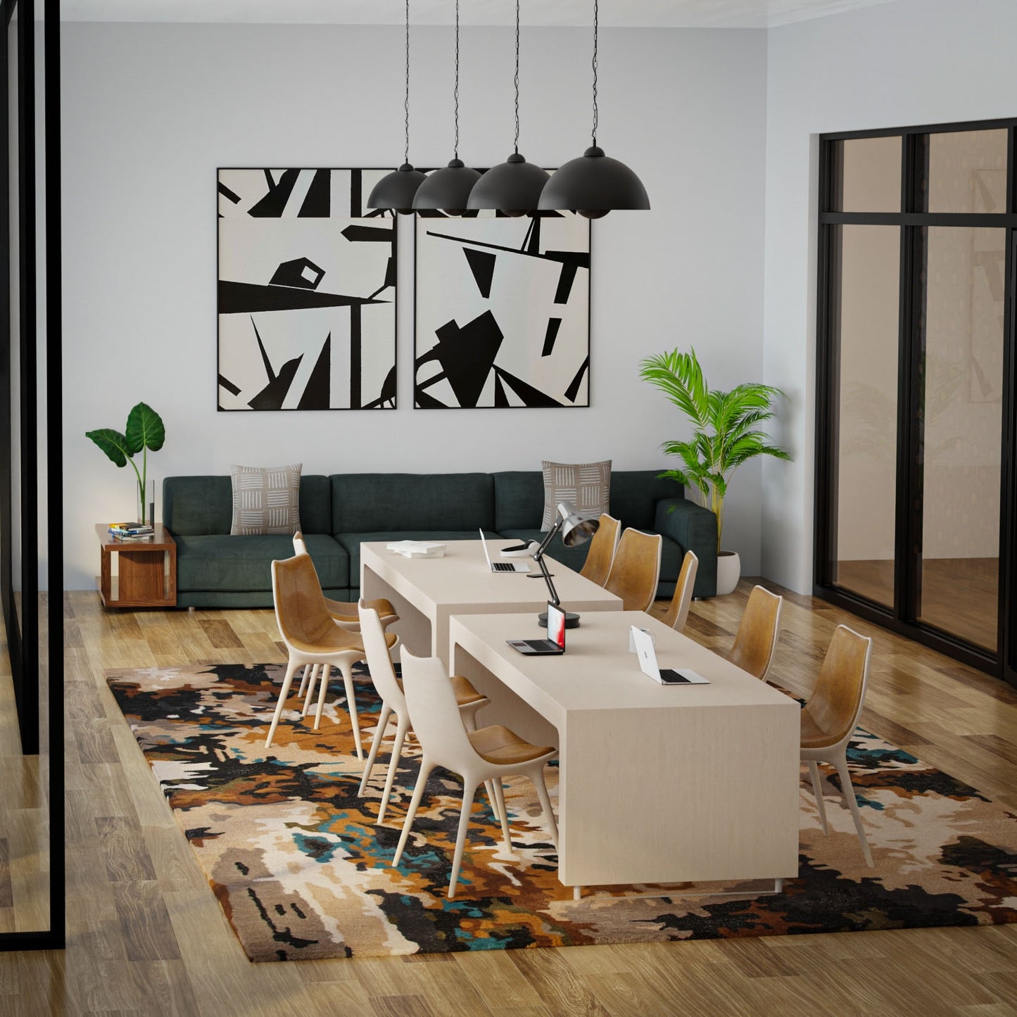 Modern rug, 10' x 13'.