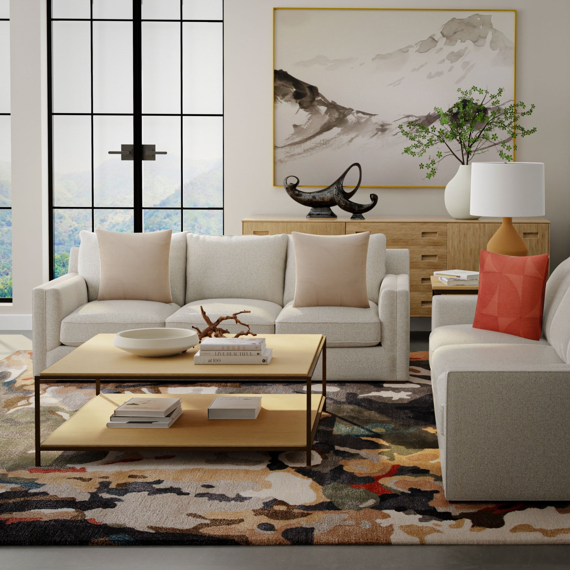 Kinetic Modern area rug, 8' x 10', geometric pattern.