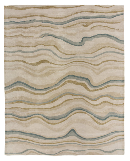 9' x 12' rug with a modern geometric pattern.
