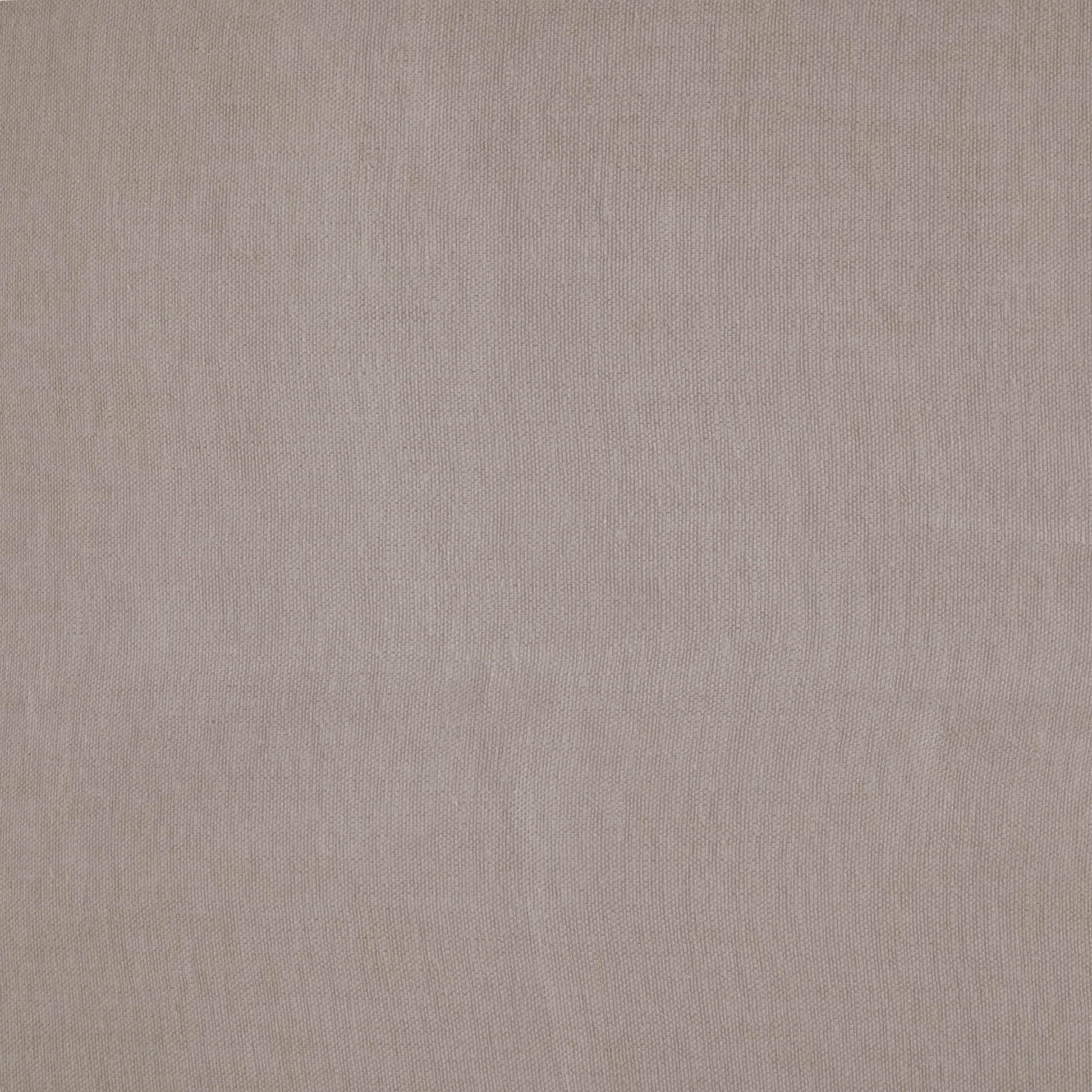 Beige linen fabric swatch with tight weave for neutral upholstery or apparel.