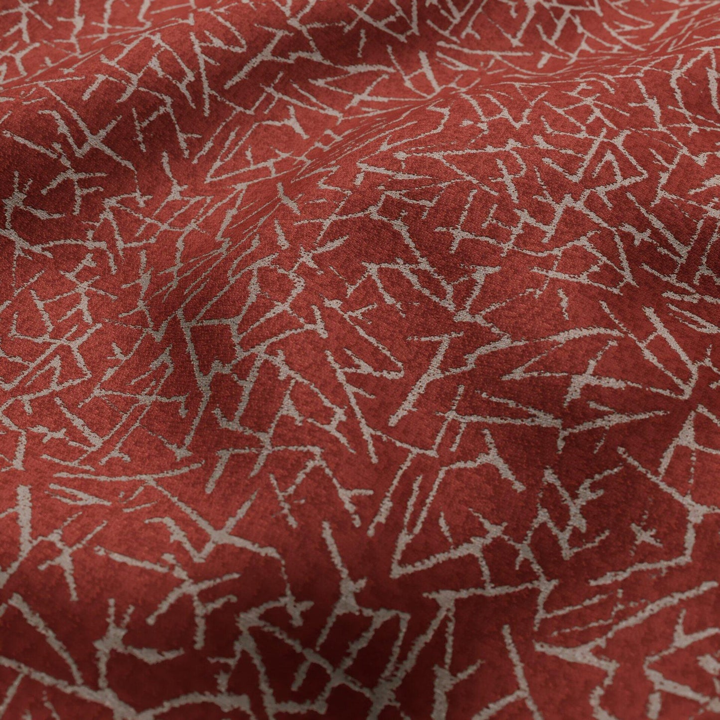 Coral & silver velvet fabric texture with a white crackle pattern, modern abstract design.