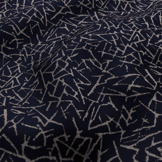 JF Fabrics  KING 69 Fabric Texture, Abstract Navy Blue, Silver  Velvet - 9751769 J9541