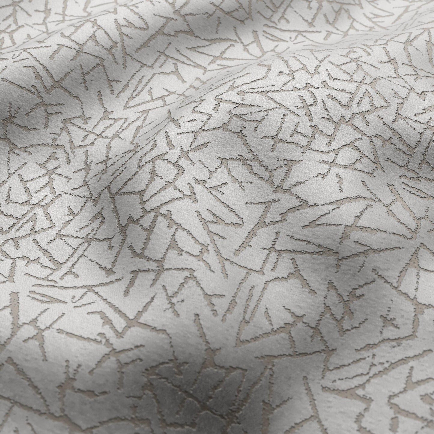 Light grey velvet fabric with an abstract silver pattern; soft, textured material suitable for upholstery or drapery.