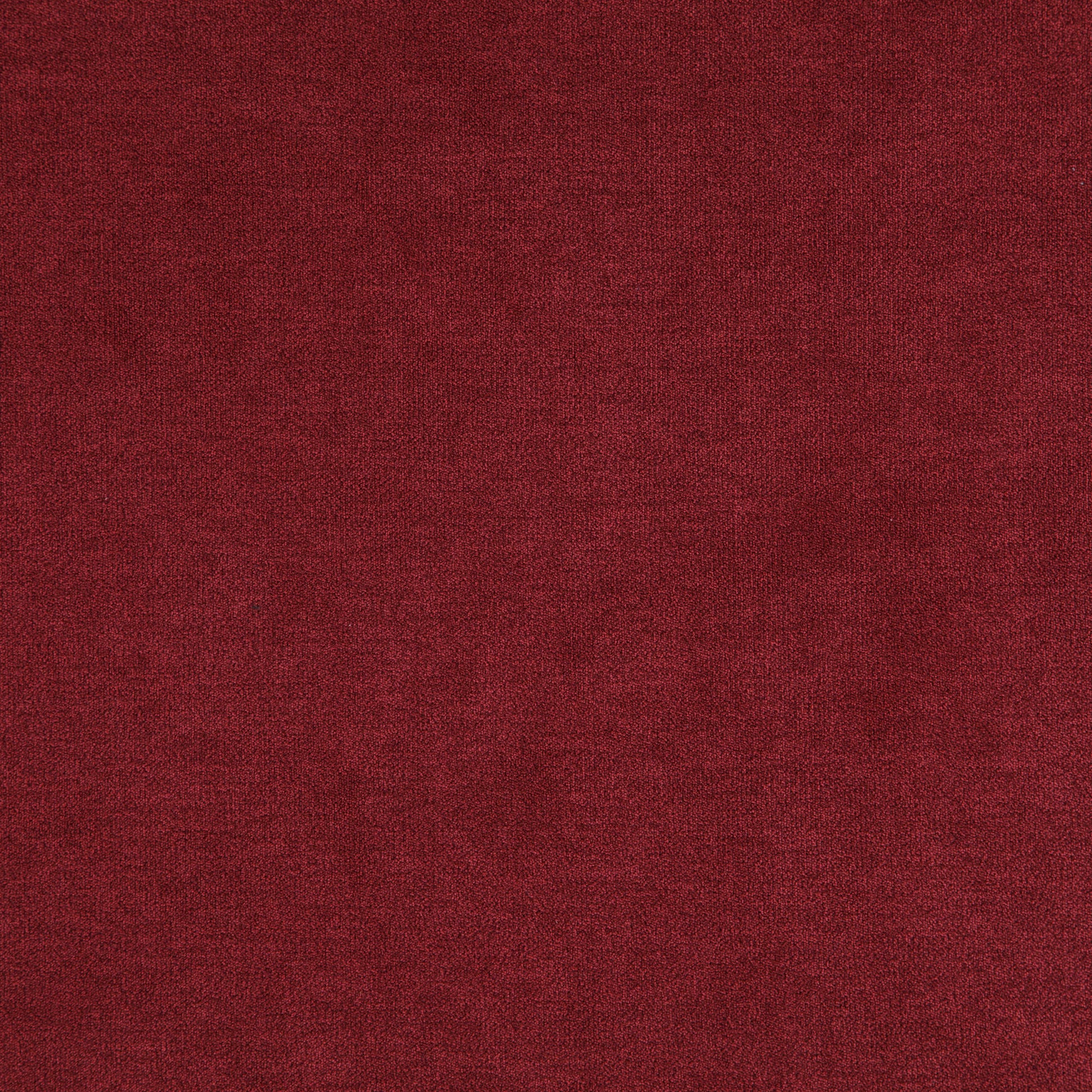 Dark red chenille fabric swatch with soft pile and subtle sheen.