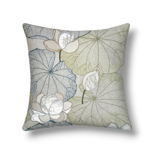 23" Cowtan & Tout Giverny – Celadon/Ivory Appliqued Velvet Embroidery Linen Pillow Cover