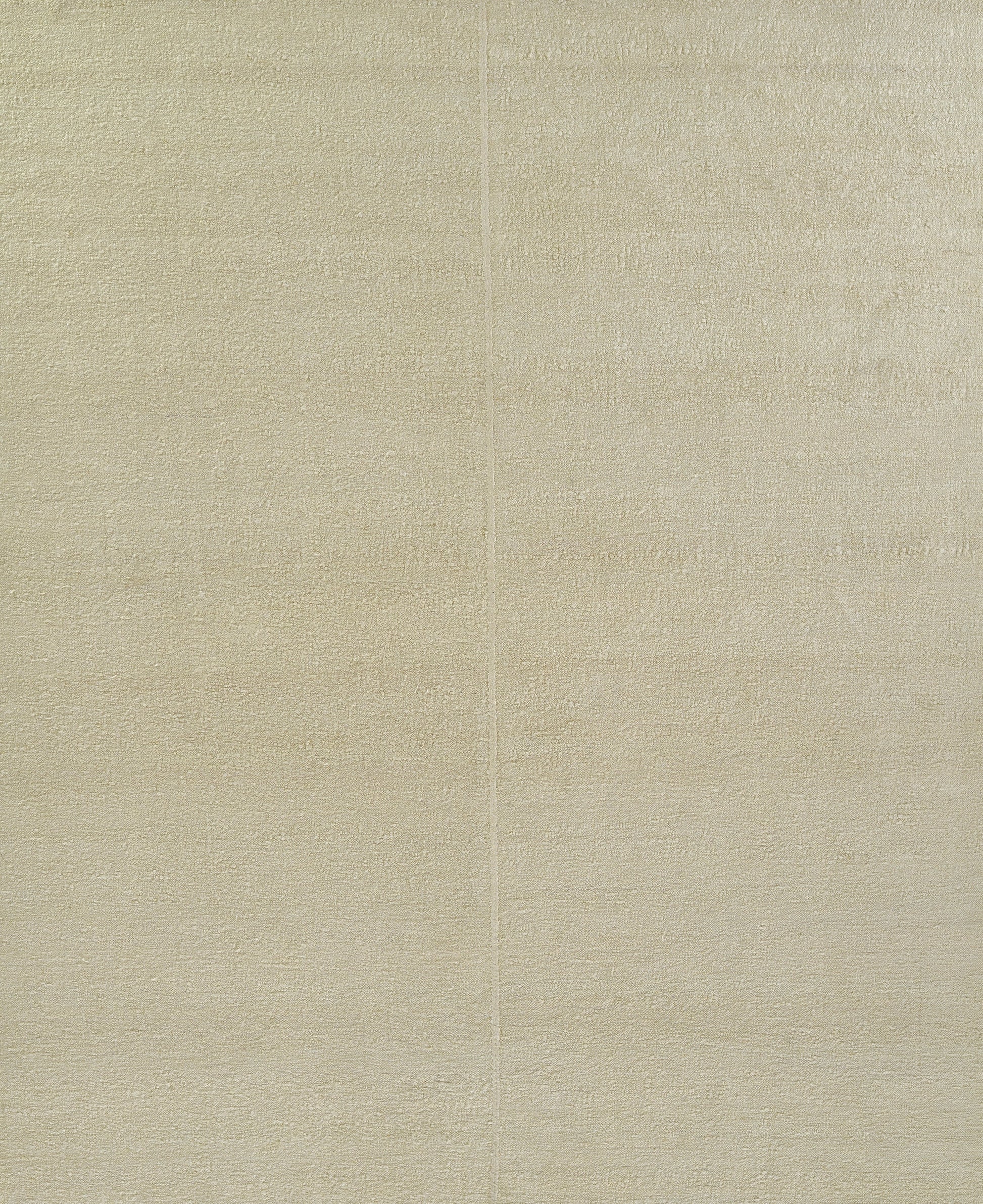 Ivory beige woven rug with subtle texture and a central seam, rectangular textile.