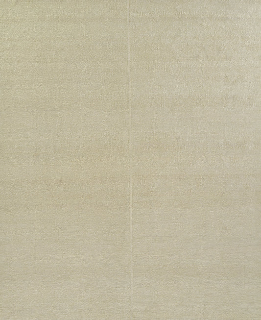 Ivory beige woven rug with subtle texture and a central seam, rectangular textile.