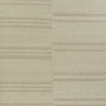 Beige muted stripe rug with subtle horizontal stripes and soft pile.