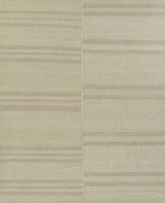 Beige striped ceramic tile with pale cream base and tan horizontal bands, two-panel wall backsplash.