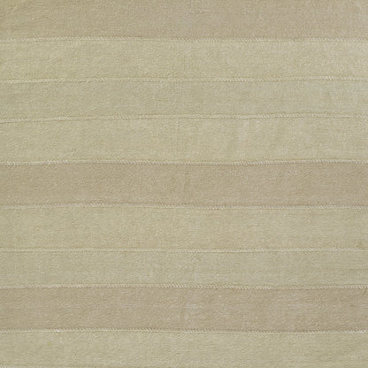 Beige striped woven rug with soft plush texture and subtle horizontal bands.