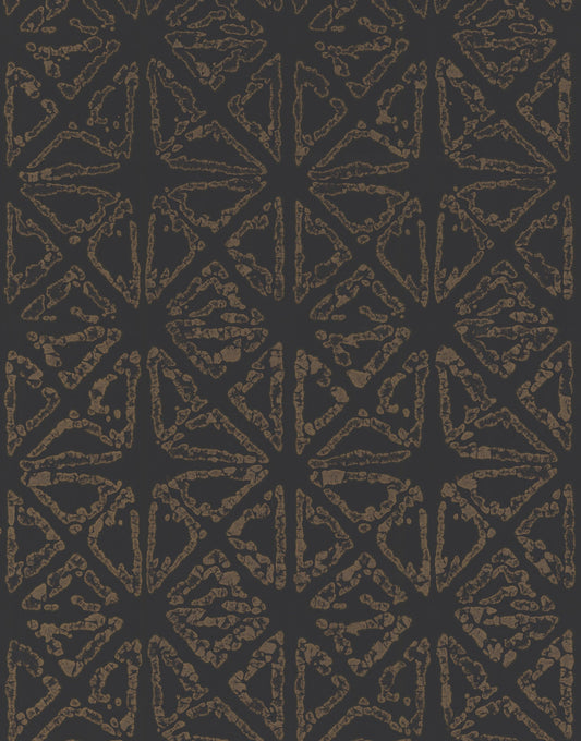 York Wallcoverings Ronald Redding Empire Diamond Black and Gold Wallpaper  Geometrics Blacks   - KT2110