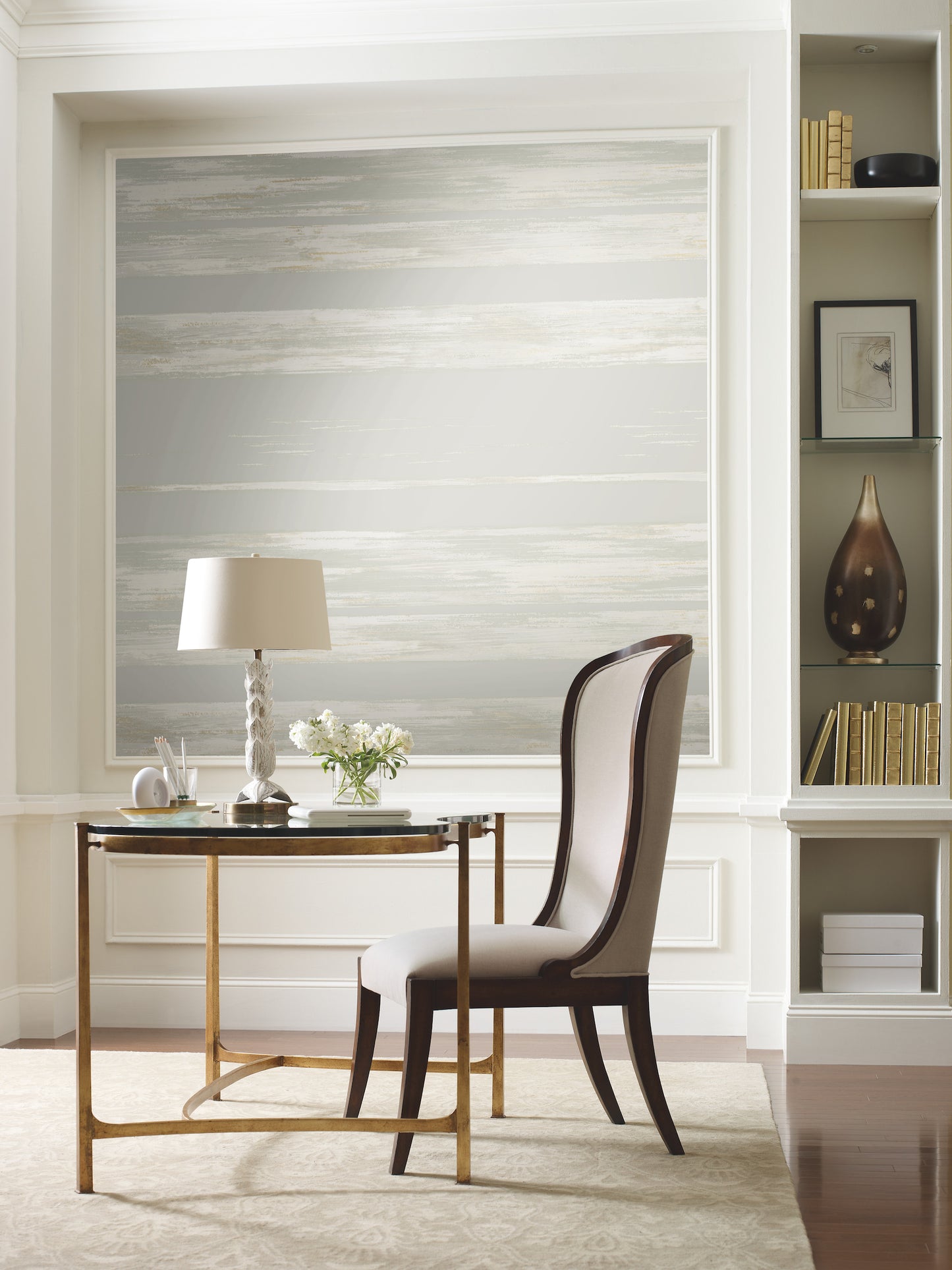 York Wallcoverings Classics Horizontal Dry Brush Grey Wallpaper  Stripes Greys   - KT2152