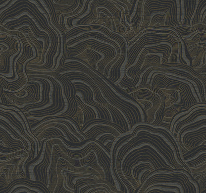 York Wallcoverings 24 Karat Geodes Black Wallpaper Eclectic Bohemian Blacks   - KT2162