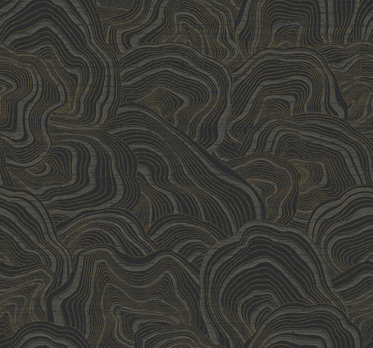 York Wallcoverings 24 Karat Geodes Black Wallpaper Eclectic Bohemian Blacks   - KT2162