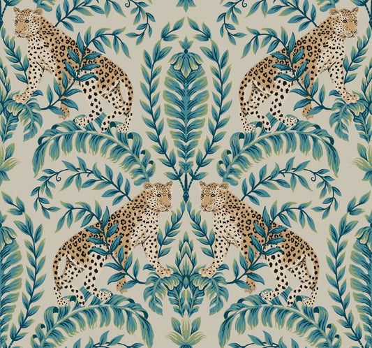 York Wallcoverings Ronald Redding Jungle Leopard Taupe Wallpaper  Animals Neutrals   - KT2206
