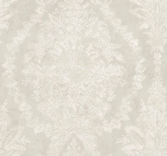 York Wallcoverings Ronald Redding Charleston Damask Cream Wallpaper  Damasks Whites and Off-Whites   - KT2214