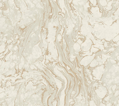York Wallcoverings Ronald Redding Polished Marble White and Gold Wallpaper  Modern and Transitional Whites and Off-Whites   - KT2223