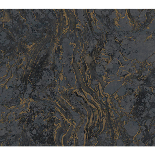 York Wallcoverings 24 Karat Polished Marble Black Wallpaper  Modern and Transitional Blacks   - KT2224