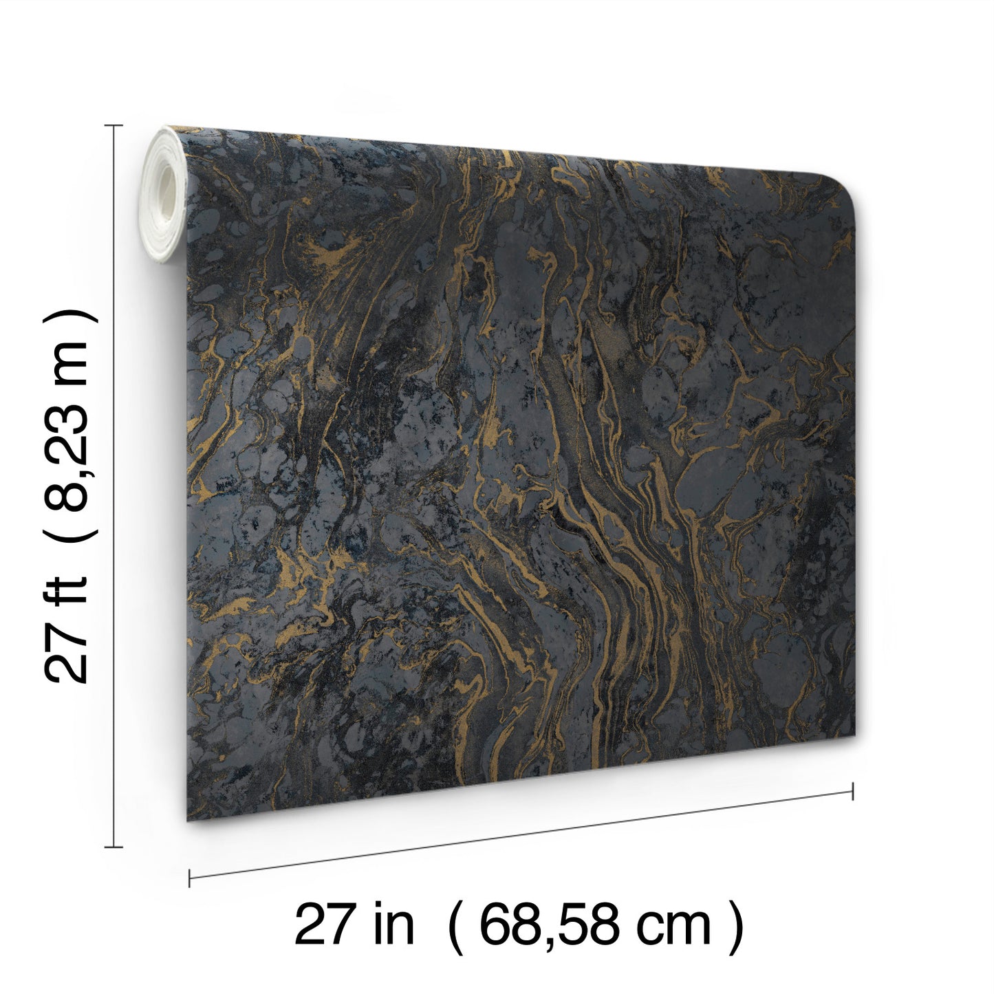 York Wallcoverings 24 Karat Polished Marble Black Wallpaper  Modern and Transitional Blacks   - KT2224
