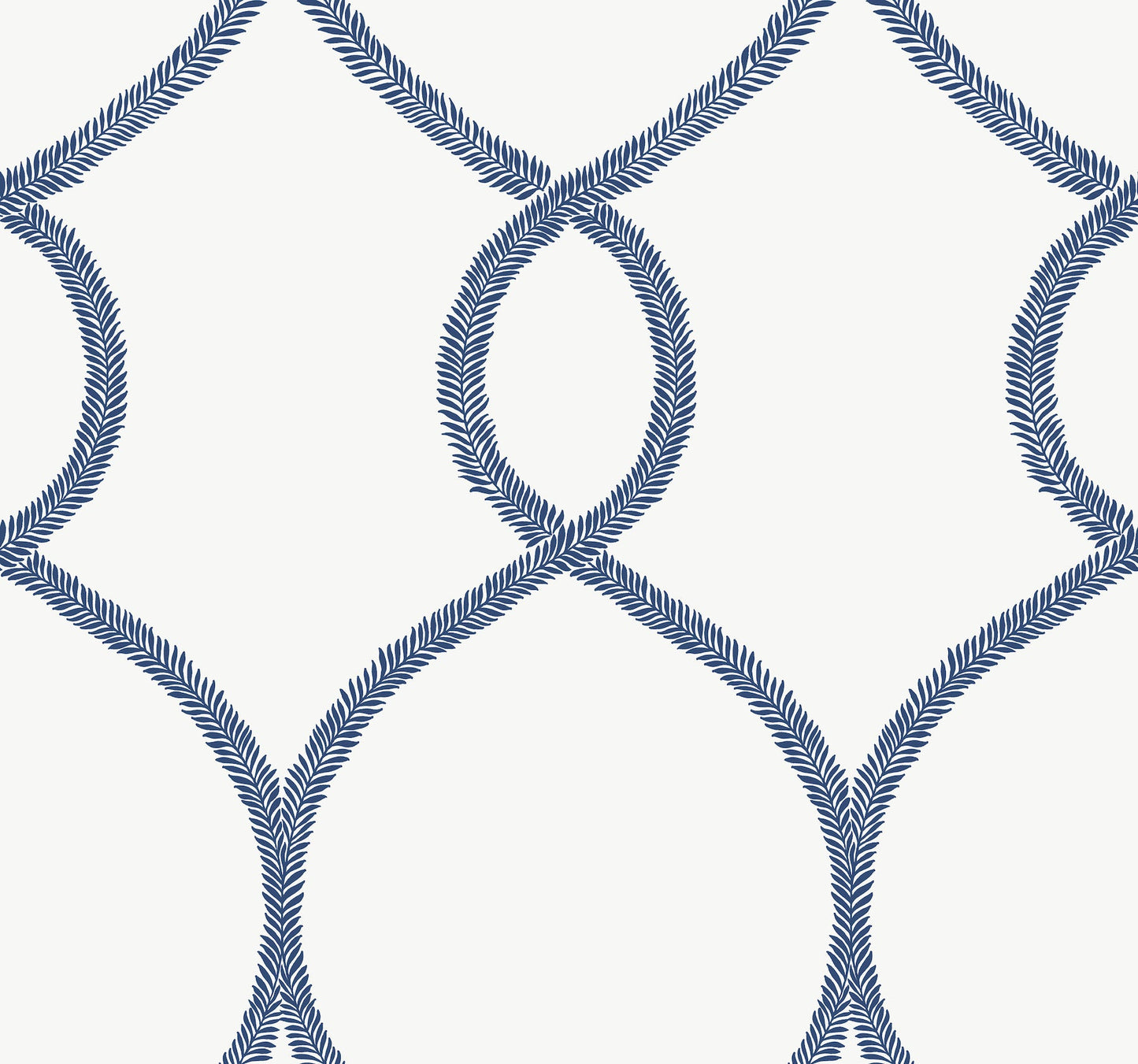 York Wallcoverings Ronald Redding Laurel Leaf Ogee Navy Wallpaper  Trellis and Lattice Blues   - KT2232