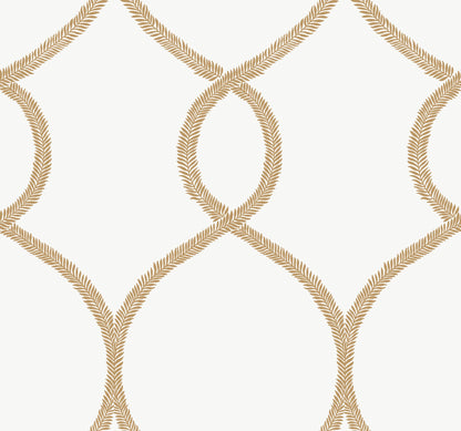 York Wallcoverings Ronald Redding Laurel Leaf Ogee Gold Wallpaper  Trellis and Lattice Yellows   - KT2234