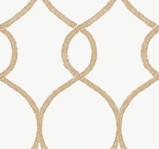 York Wallcoverings Ronald Redding Laurel Leaf Ogee Gold Wallpaper  Trellis and Lattice Yellows   - KT2234