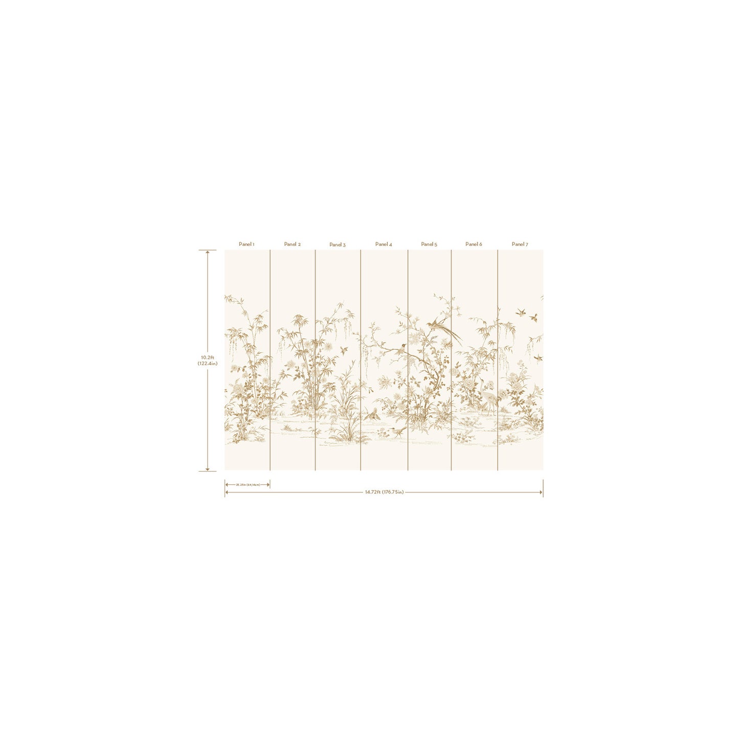 York Wallcoverings 24 Karat Flowering Vine Chino White Wall Mural  Botanical Whites and Off-Whites   - KT2262M
