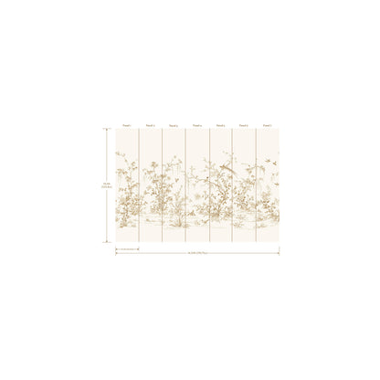 York Wallcoverings 24 Karat Flowering Vine Chino White Wall Mural  Botanical Whites and Off-Whites   - KT2262M