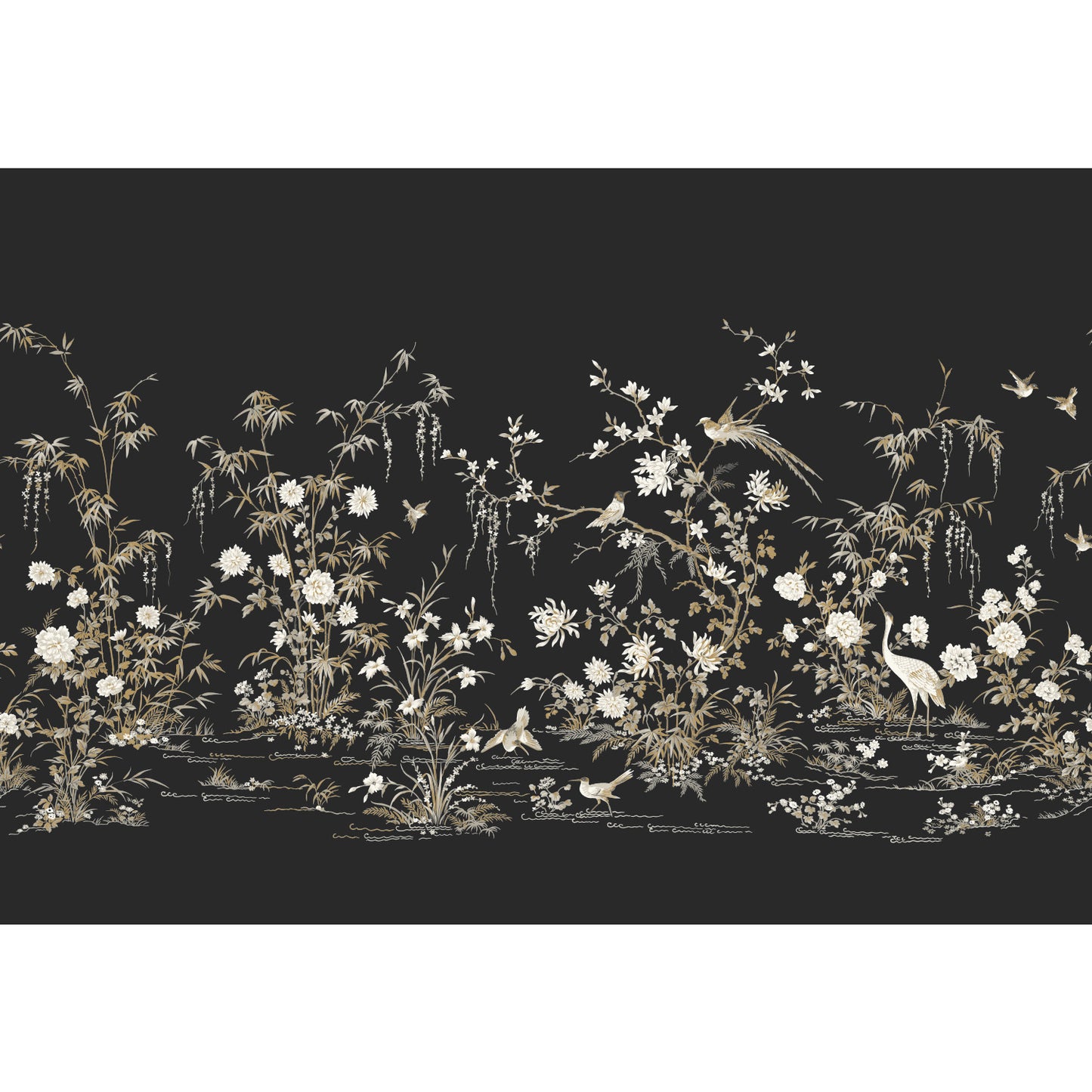 York Wallcoverings Best Sellers Flowering Vine Chino Black Wall Mural  Botanical Blacks   - KT2264M