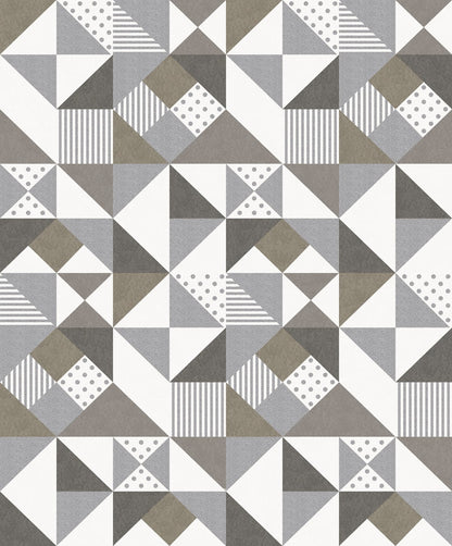 Seabrook Designs Mondrian Lozenge Geometric Geometric Art Deco Silver Metallic  - KTM1210