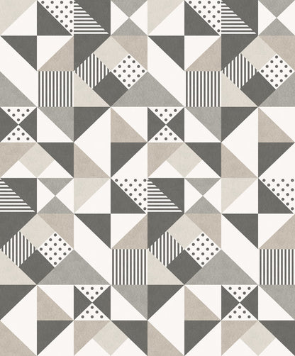 Seabrook Designs Mondrian Lozenge Geometric Geometric Art Deco Grey Matte  - KTM1220