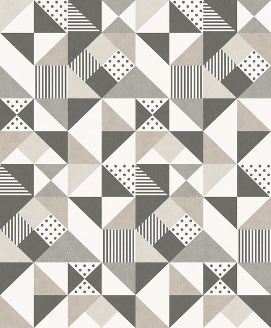 Seabrook Designs Mondrian Lozenge Geometric Geometric Art Deco Grey Matte Sidewall - KTM1220