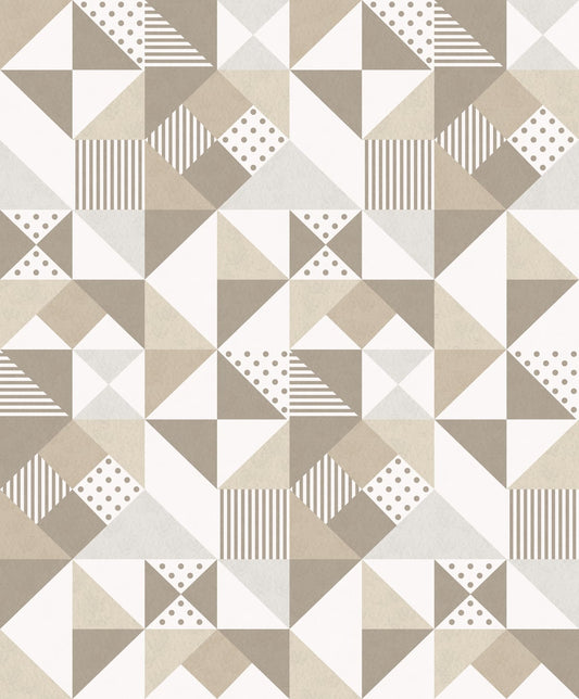 Seabrook Designs Mondrian Lozenge Geometric Geometric Art Deco Beige Matte Sidewall - KTM1280