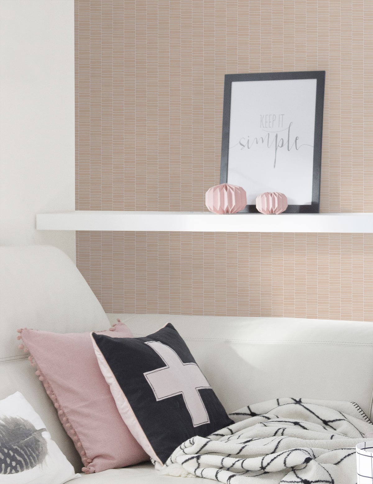 Seabrook Designs Mondrian Deco Spliced Stripe Geometric Art Deco Pink Matte  - KTM1428